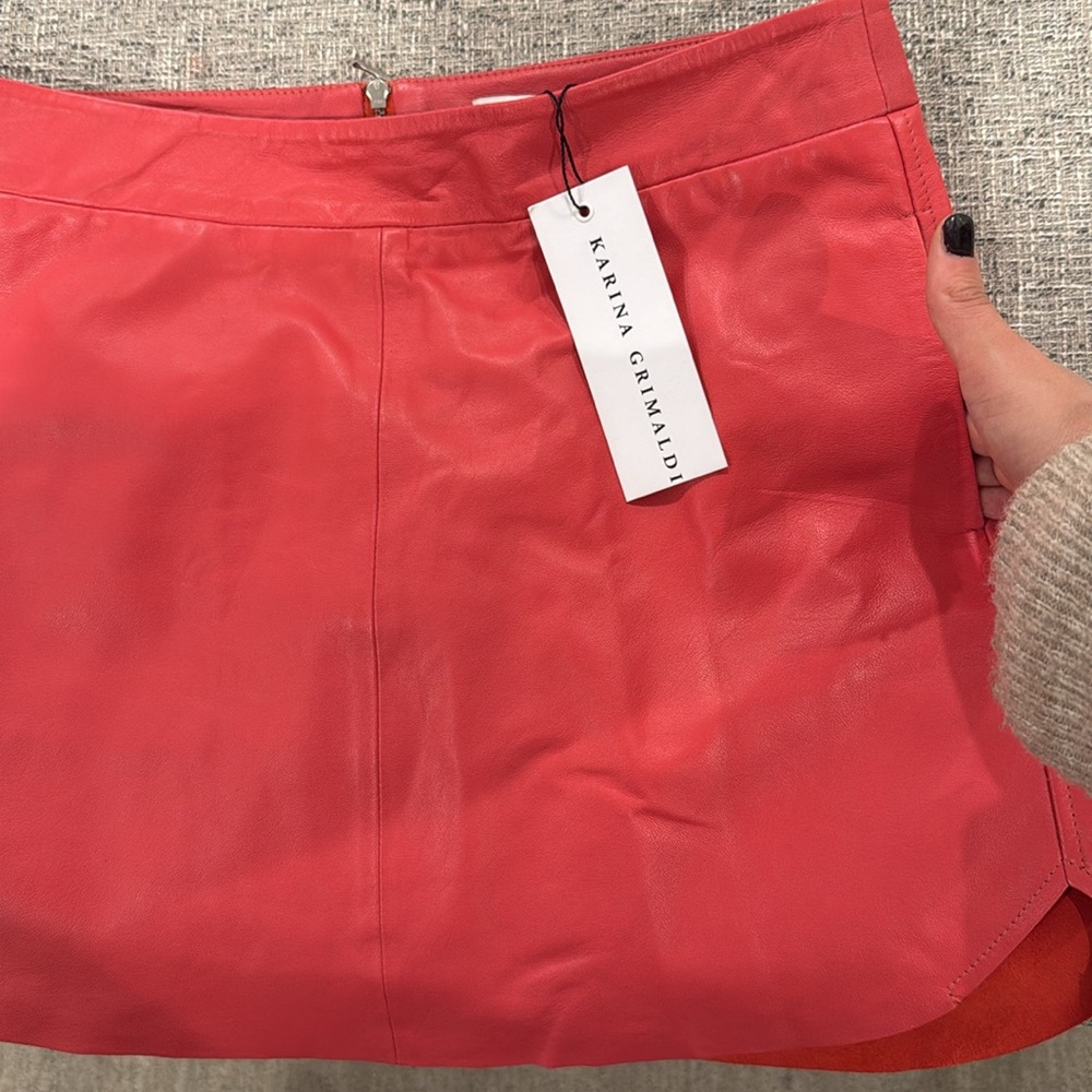 NWT Karina Grimaldi Leather Mini Skirt - Picture 4 of 10